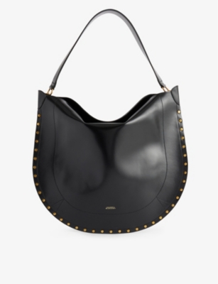 Shop Isabel Marant Womens Black Oskan Hobo Leather Shoulder Bag