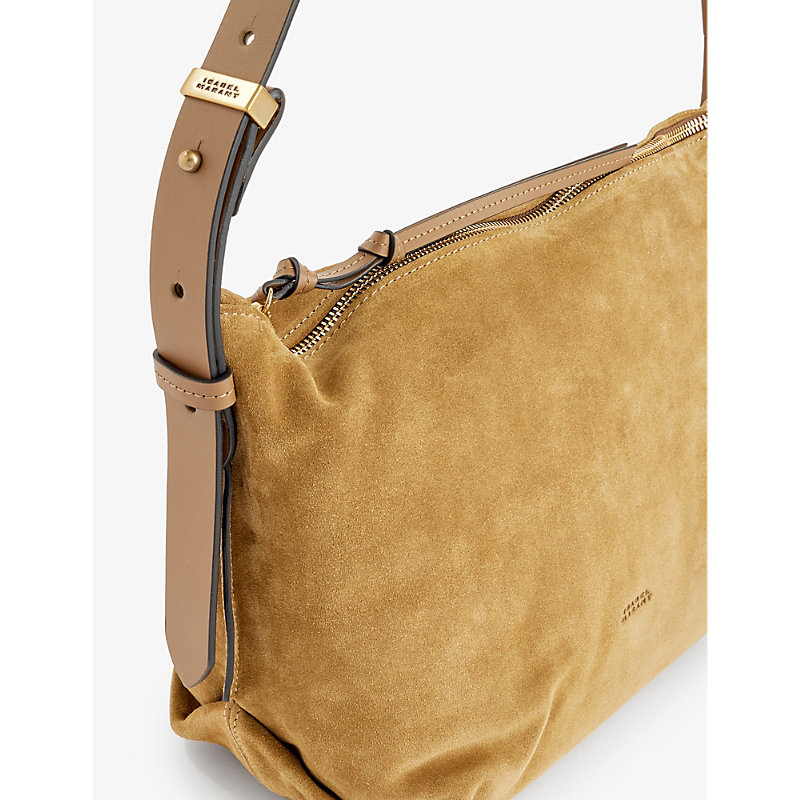 Shop Isabel Marant Leyden Suede Shoulder Bag In Taupe