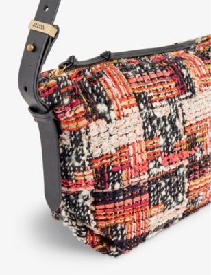 Shop Isabel Marant Leyden Woven Shoulder Bag In Shell Pink/ecru