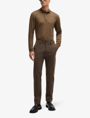 BOSS: Micro-patterned slim-fit stretch-woven trousers