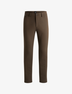 BOSS: Micro-patterned slim-fit stretch-woven trousers