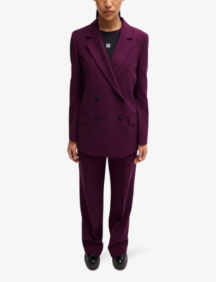 HUGO: Double-breasted relaxed-fit stretch-woven blazer