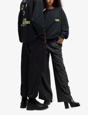 HUGO: Branded-print relaxed-fit cotton-jersey sweatshirt