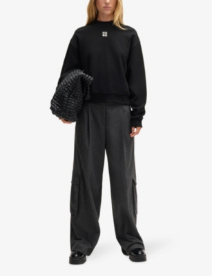 HUGO: Brand-embroidered relaxed-fit cotton-jersey sweatshirt