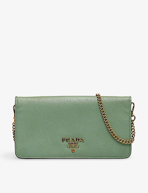 RESELFRIDGES: Pre-loved Prada Saffiano leather wallet-on-chain
