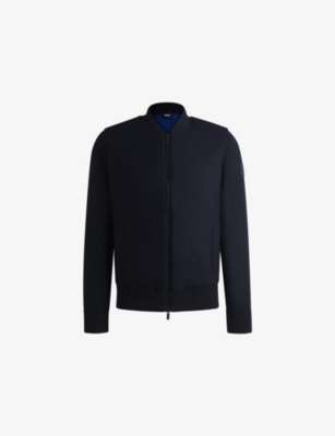 Mens Boss Brand-Appliqué Padded-Front Wool-Blend Jacket