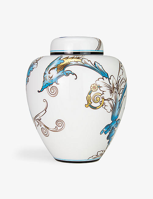 WEDGWOOD: Florentine hand-painted bone-china vase 15cm