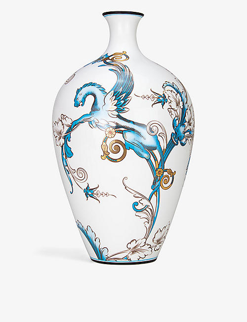 WEDGWOOD: Florentine hand-painted bone-china vase 35cm