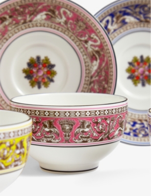 Wedgwood Florentine Turquoise Fine Bone China Tea Bowl And Saucer Set Of Six