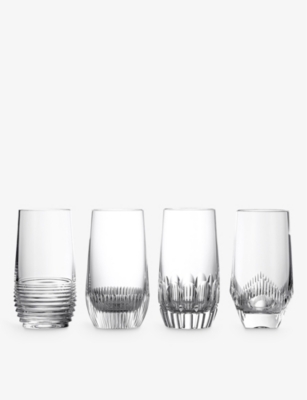 Waterford Mixology Mixed Hiball Crystal Glasses 430ml Set Of Four In Transparent