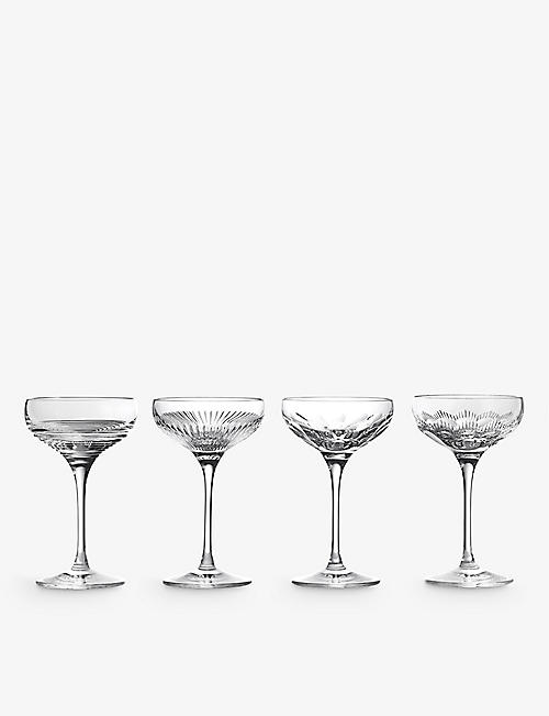 WATERFORD: Mixology mixed coupe crystal glasses 120ml set of four