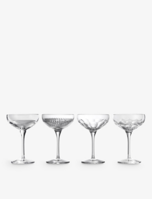 Waterford Mixology Mixed Large Coupe Crystal Glasses 280ml Set Of Four In Transparent