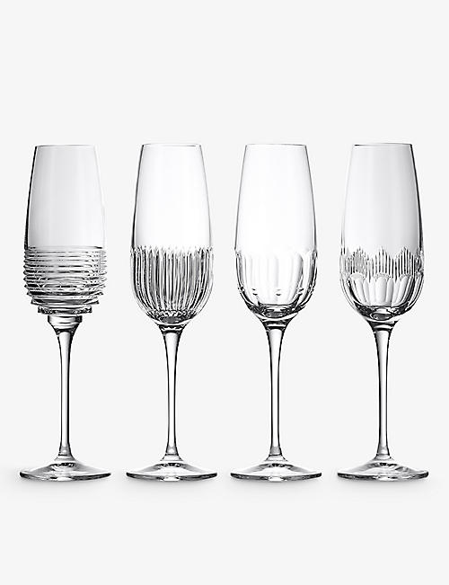 WATERFORD: Mixology mixed crystal flute glasses 335ml set of four