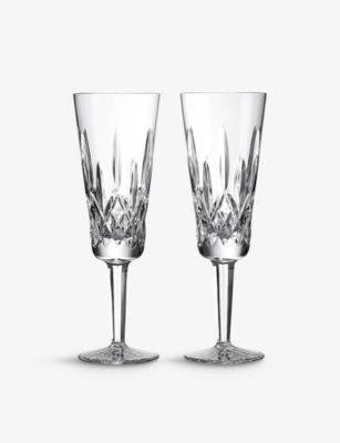WATERFORD: Lismore crystal glass flute 225ml set of two