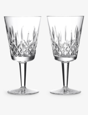 WATERFORD: Lismore large crystal glass goblet 410ml set of two