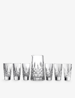 WATERFORD: Lismore crystal pitcher and shot glass set of seven