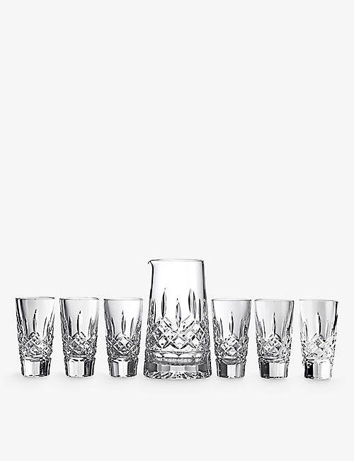 WATERFORD: Lismore crystal pitcher and shot glass set of seven