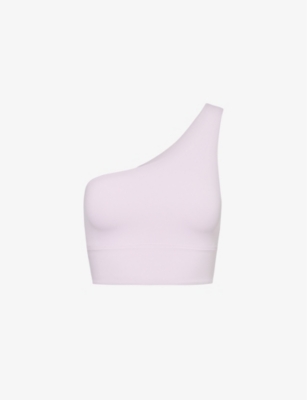 Shop Lululemon Women's Lilac Ether Align Asymmetric-shoulder Stretch-woven Bra