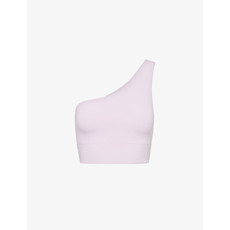 Shop Lululemon Women's Lilac Ether Align Asymmetric-shoulder Stretch-woven Bra