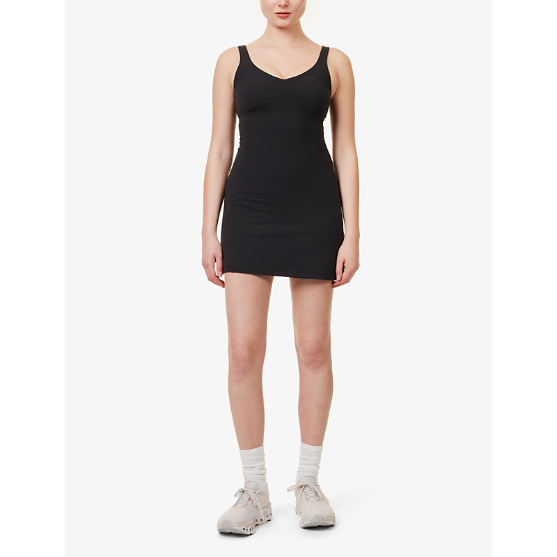 Shop Lululemon Women's Black Align V-neck Stretch-woven Mini Dress