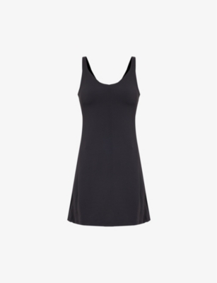 Shop Lululemon Align V-neck Stretch-woven Mini Dress In Black