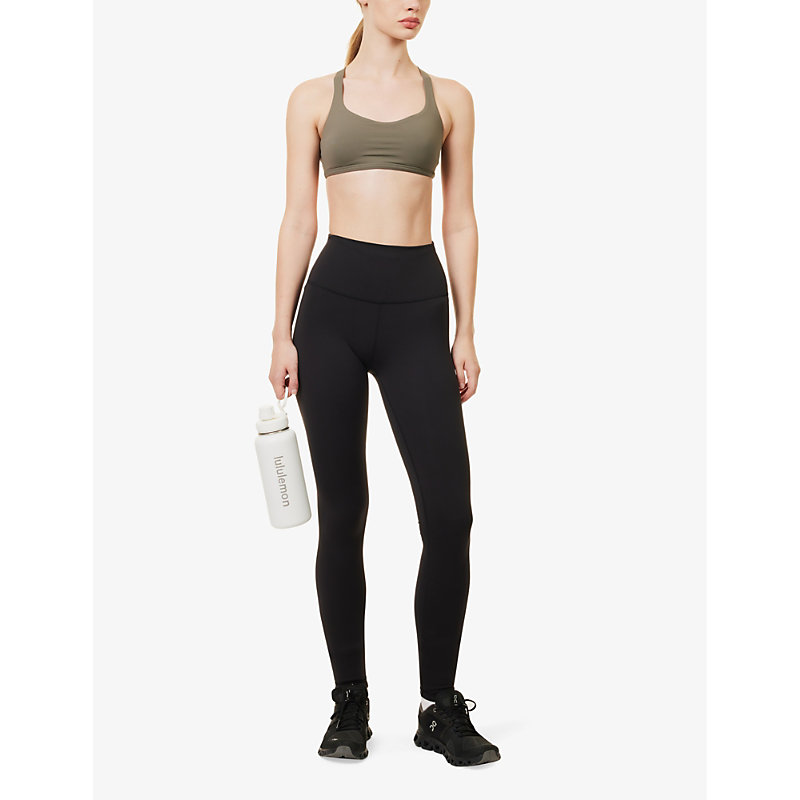 Shop Lululemon Free To Be Wild Stretch-woven Sports Bra In Army Green