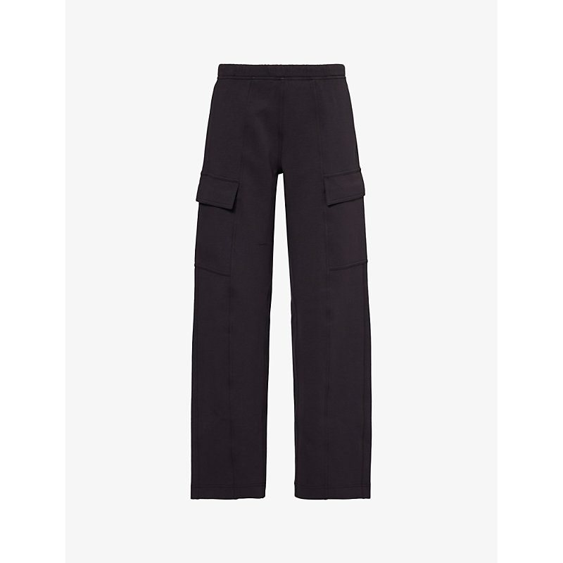 Lululemon Womens Black Cargo Double-knit Straight-leg Mid-rise Recycled Polyester-blend Trousers