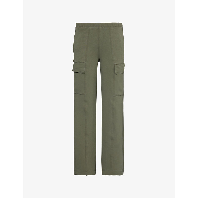 Lululemon Womens Army Green Cargo Double-knit Straight-leg Mid-rise Recycled Polyester-blend Trouser