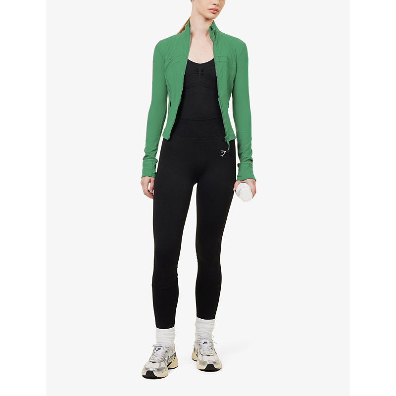 Shop Lululemon Women's Cascadia Green Define Funnel-neck Stretch-woven Jacket