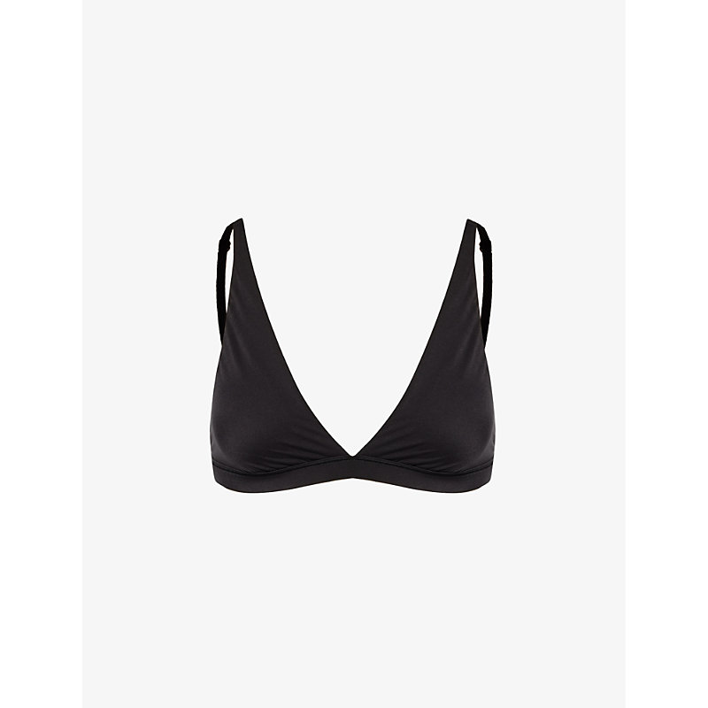 Shop Lululemon Seriously Soft Plunge-neck Stretch-woven Triangle Bra In Black