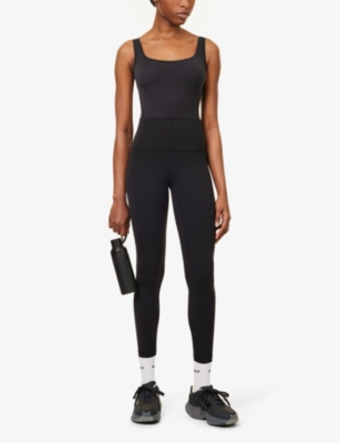 Shop Lululemon Womens Black Wundermost Square-neck Stretch-woven Bodysuit