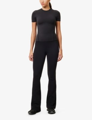 Shop Lululemon Women's Black Seriously Soft Short-sleeved Stretch-woven Top