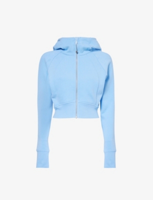 Shop Lululemon Scuba Brand-embroidered Cotton-blend Hoody In Sinatra Blue
