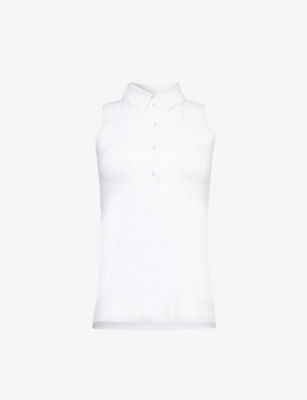 Shop Lululemon Women's White Sleeveless Polo-collar Stretch-recycled Nylon Top
