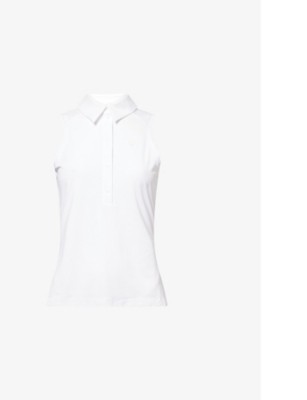 Shop Lululemon Women's White Sleeveless Polo-collar Stretch-recycled Nylon Top