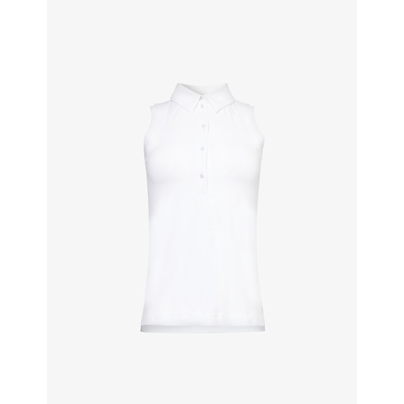 Shop Lululemon Women's White Sleeveless Polo-collar Stretch-recycled Nylon Top