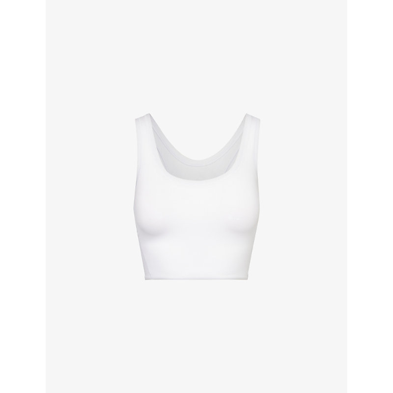 Shop Lululemon Women's White Wundermost Nulu Round-neck Stretch-woven Top