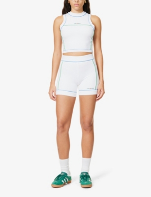 Casablanca Womens White Sport Graphic-print Stretch-woven Top In White