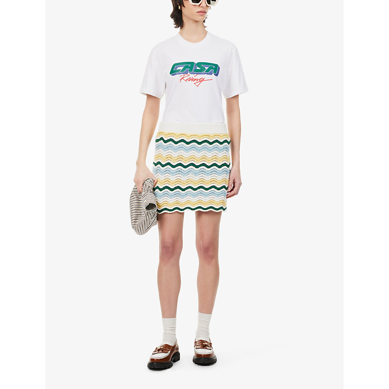Shop Casablanca Womens Casa Racing Casa Racing Brand-print Organic Cotton-jersey T-shirt