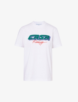 Shop Casablanca Women's Casa Racing Casa Racing Brand-print Organic Cotton-jersey T-shirt