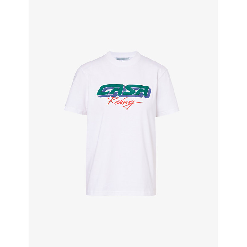 Shop Casablanca Womens Casa Racing Casa Racing Brand-print Organic Cotton-jersey T-shirt