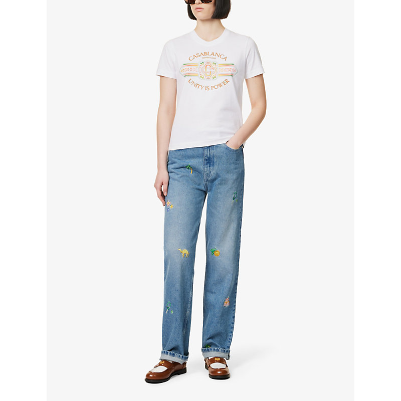 Shop Casablanca Unity Is Power Graphic-print Organic Cotton-jersey T-shirt