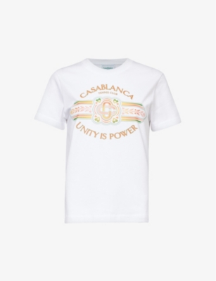 Shop Casablanca Women's Unity Is Power Unity Is Power Graphic-print Organic Cotton-jersey T-shirt