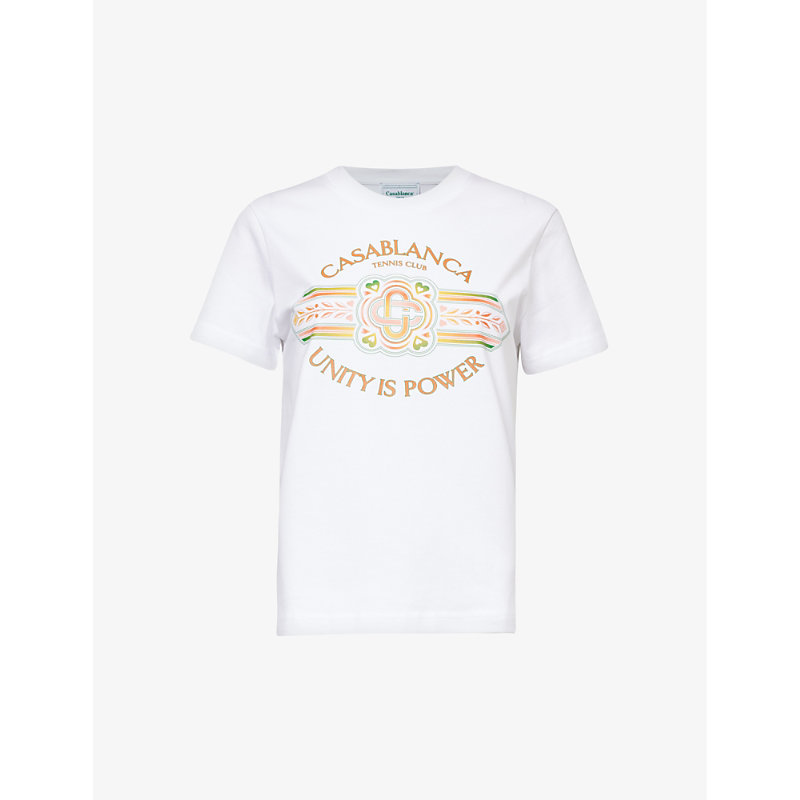 Shop Casablanca Unity Is Power Graphic-print Organic Cotton-jersey T-shirt