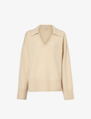 Reformation Sawyer Oversized Cashmere Polo In Eco Beige
