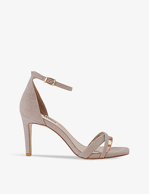 DUNE: Madrina crossover-strap woven heeled sandals