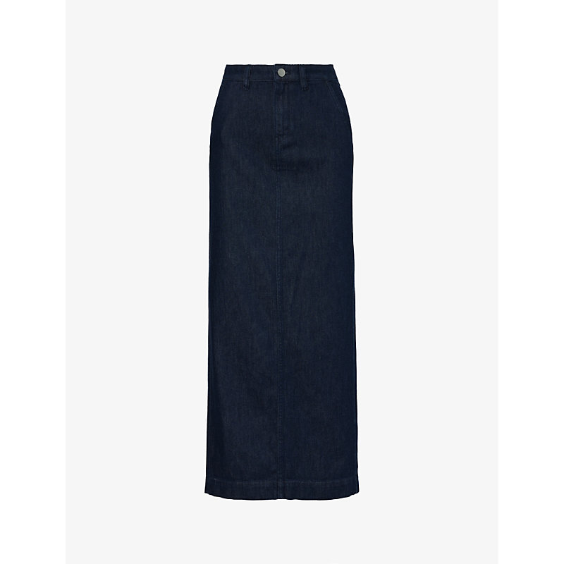 Shop Theory Women's Indigo A-line High-waisted Denim Maxi Skirt