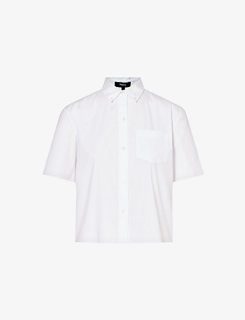 THEORY: Patch-pocket stretch cotton-blend shirt