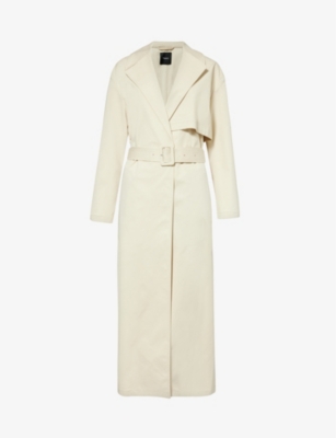 Shop Theory Womens Sand Notch-lapel Relaxed-fit Stretch-cotton Trench Coat