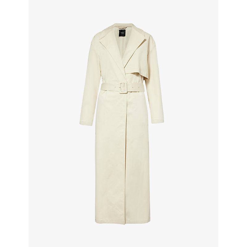 Shop Theory Women's Sand Notch-lapel Relaxed-fit Stretch-cotton Trench Coat